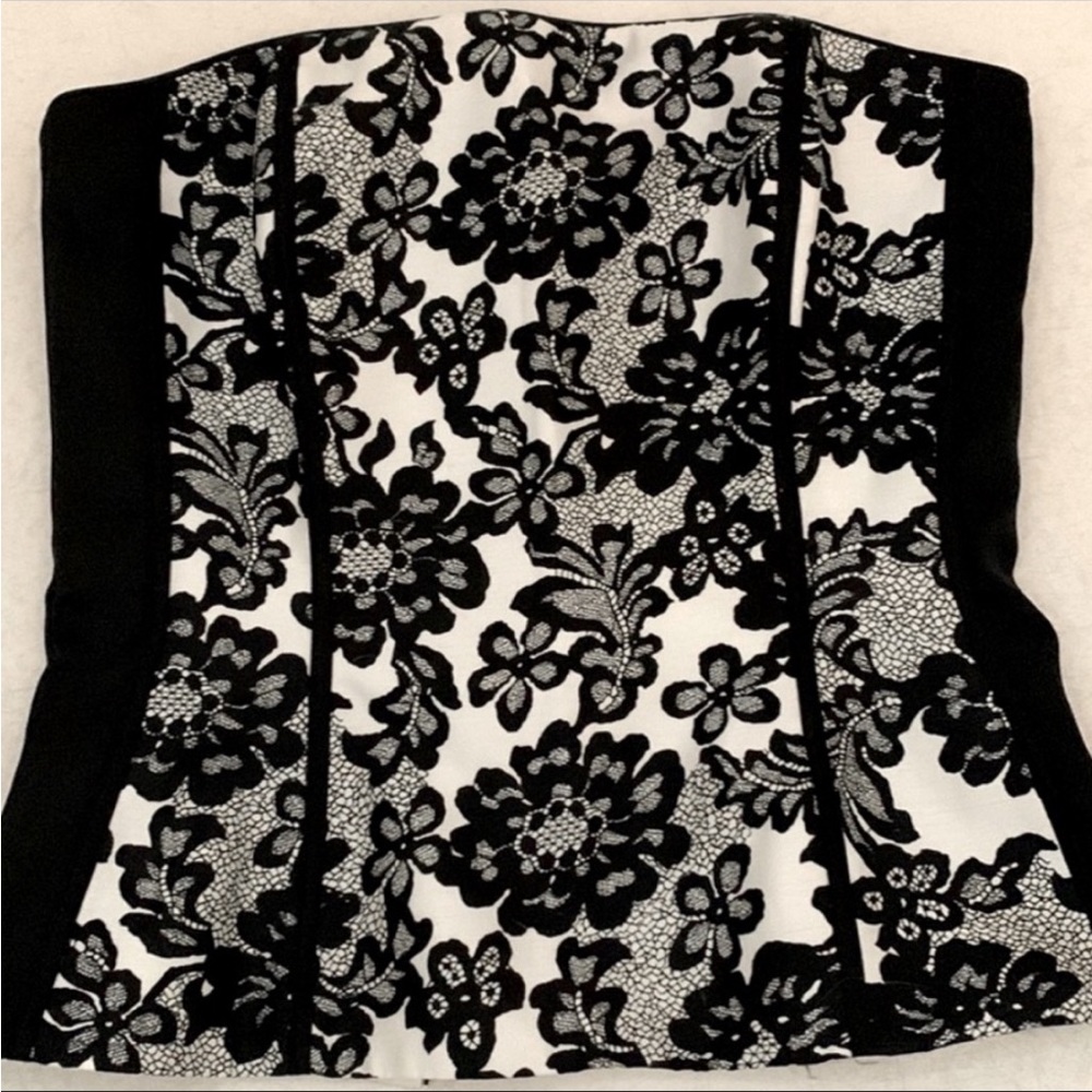 White House Black Market Strapless Floral top.